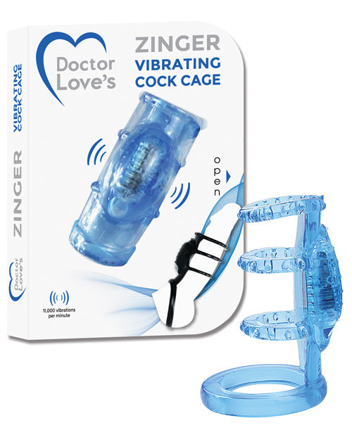 Doctor Love's Zinger Vibrating Cock Cage - Blue