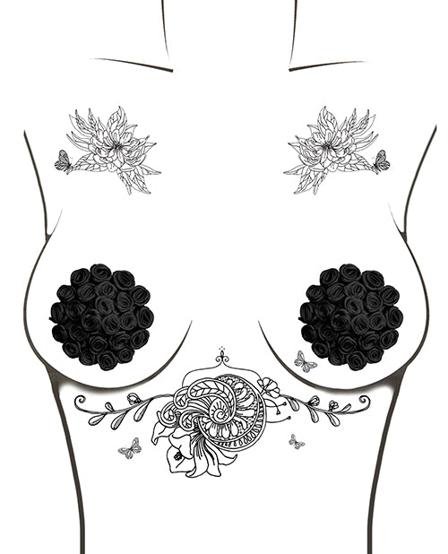 neva-nude-burlesque-nightfall-roses-reusable-silicone-pasties-black-os image