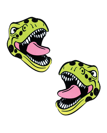 Neva Nude Black Light Dinosaur Pasties - Green O/S