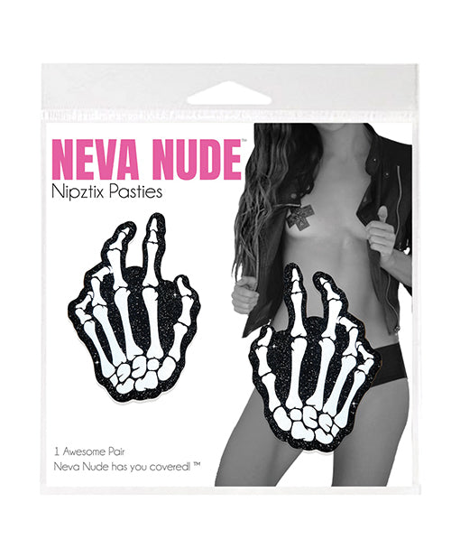 neva-nude-holographic-skeleton-hands-pasties-whiteblack-os image