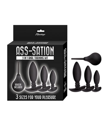 Ass-sation 3-in-1 Training Kit Douche Included - Black