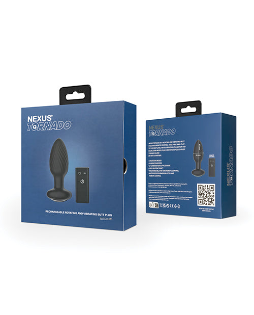 Nexus Tornado Rotating & Vibrating Medium Butt Plug w/Remote - Black