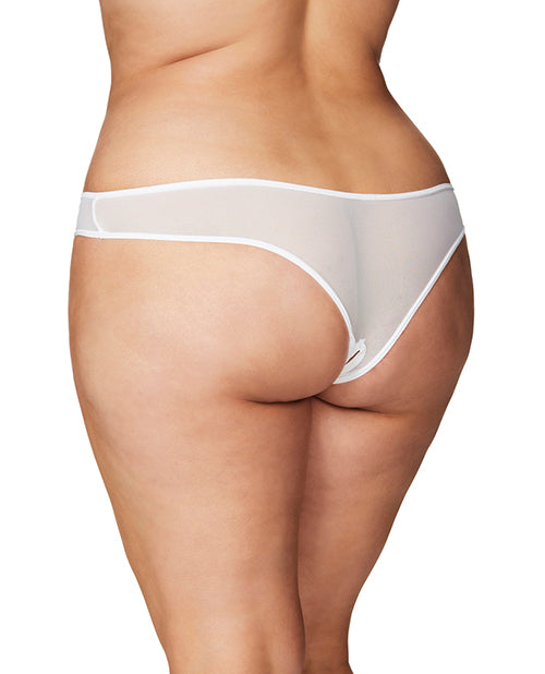 Crotchless Thong w/Pearls White 3X/4X