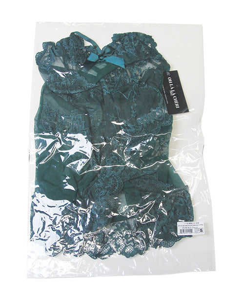Valentine Lacey Babydoll w/G-String - Green LG