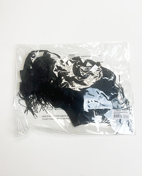 Annika Open Cup 2 pc Set w/Fringe and Tassel Detail - Black S/M