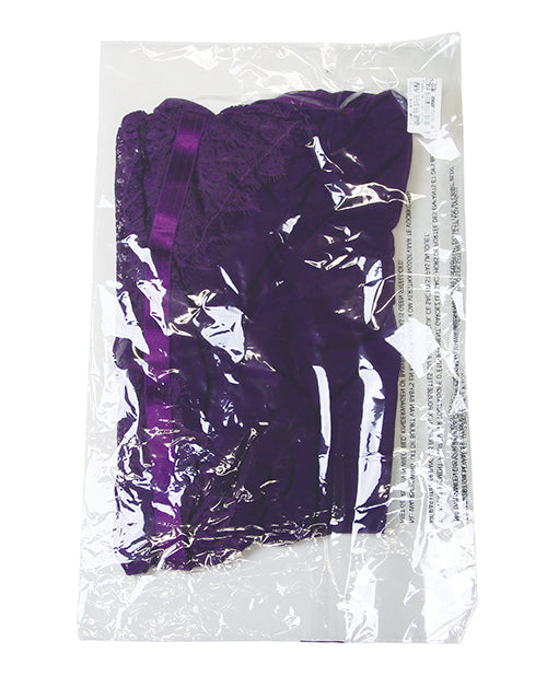 Kennedy Lace and Mesh Babydoll w/G-String 2 pc Set - Purple MD