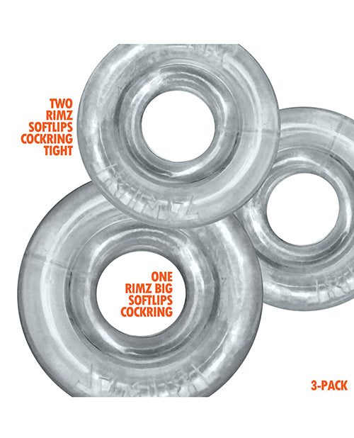 Oxballs Rimringz Multi Size 3 Pack of Cock Rings - Clear
