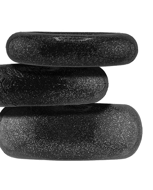 Oxballs Cockpack Multi Design 3 Pack Cockrings - Black Mica