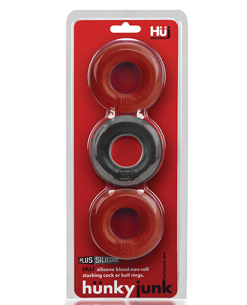 Hunky Junk C-Ring Multi Pack - Cherry/Tar Ice Pack of 3