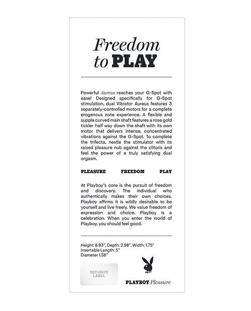 Playboy Pleasure Aureus Dual G-Spot Vibrator - Black