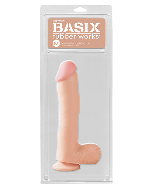 Basix Rubber Works 10" Dong w/Suction Cup - Flesh