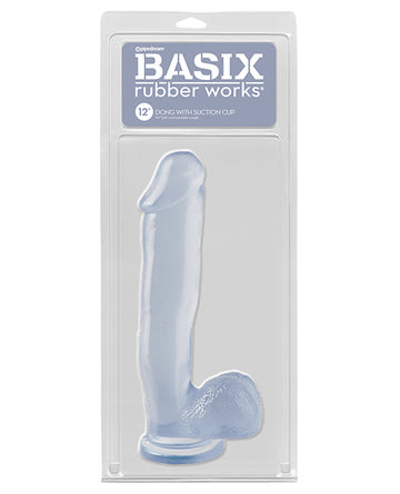 Basix Rubber Works 12" Dong w/Suction Cup - Clear