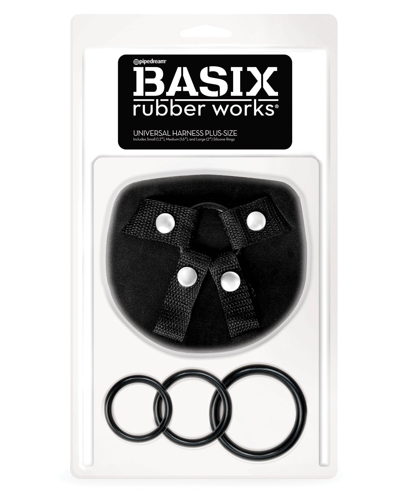 Basix Rubber Works Universal Harness Plus Size - Black
