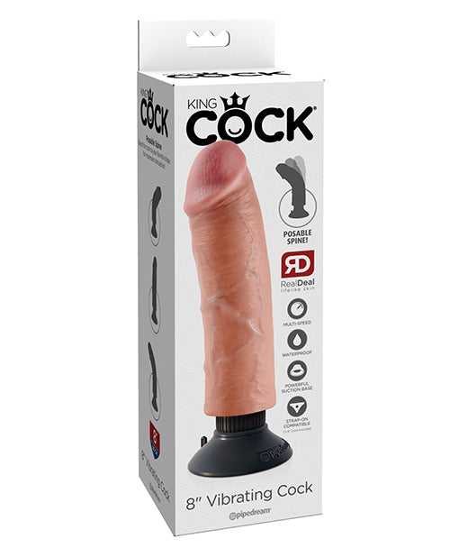 King Cock 8" Vibrating Cock - Flesh