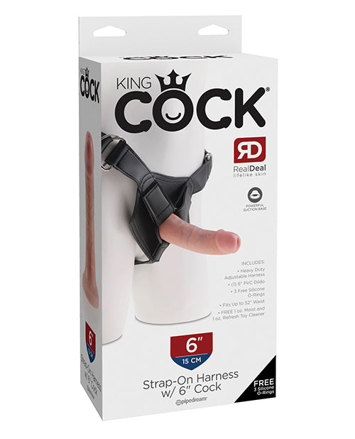 King Cock Strap-On Harness w/6" Cock - Flesh
