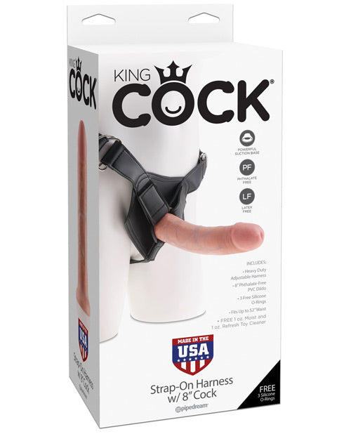 King Cock Strap-On Harness w/8" Cock - Flesh