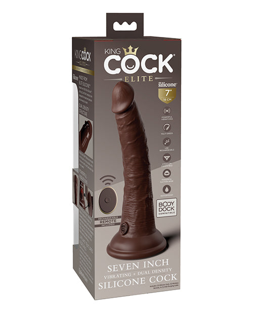 king-cock-elite-7-dual-density-vibrating-silicone-cock-wremote-brown image