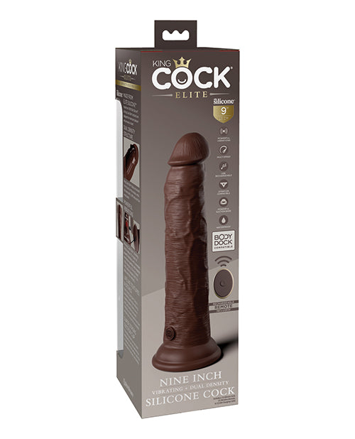 king-cock-elite-9-dual-density-vibrating-silicone-cock-wremote-brown image