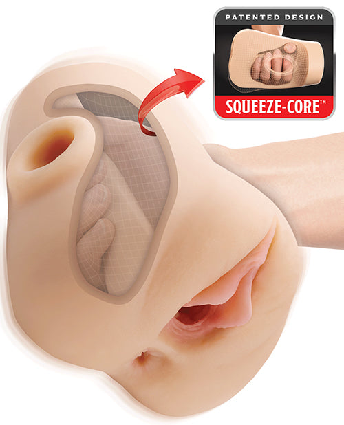 PDX Plus Double Pounder Vibrating Squeeze Stroker - Light