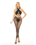 Pink Lipstick Gives You Hell Halter Bra, Pantyhose & G-String Black O/S