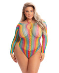 Pink Lipstick More Color Long Sleeve Bodysuit Rainbow QN