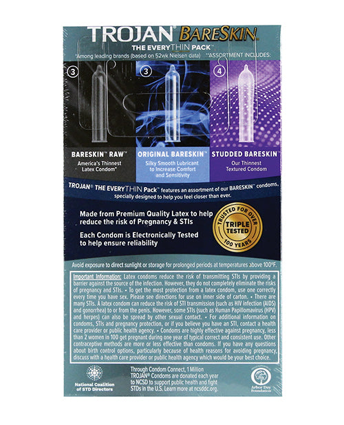 Trojan BareSkin EveryTHIN Condoms - Variety Pack of 10