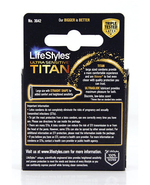 Lifestyles Ultra Sensitive Titan Condoms - Pack of 3