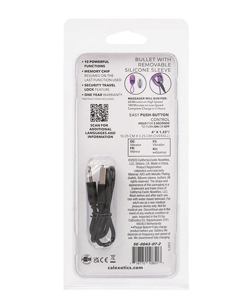 Turbo Buzz Bullet Stimulator w/Removable Silicone Sleeve - Purple