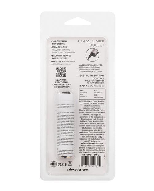 Turbo Buzz Classic Mini Bullet Stimulator - Silver