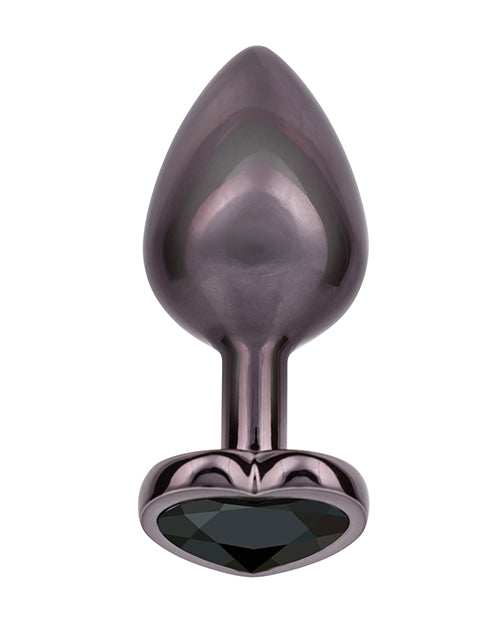 Jewel Black Diamond Heart Butt Plug - Large, Black