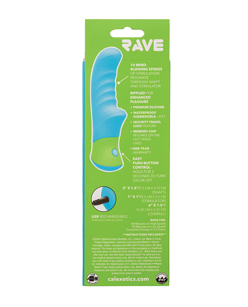 Rave Ridged-G Massager w/Rippled Shaft & Stimulator - Blue/Green