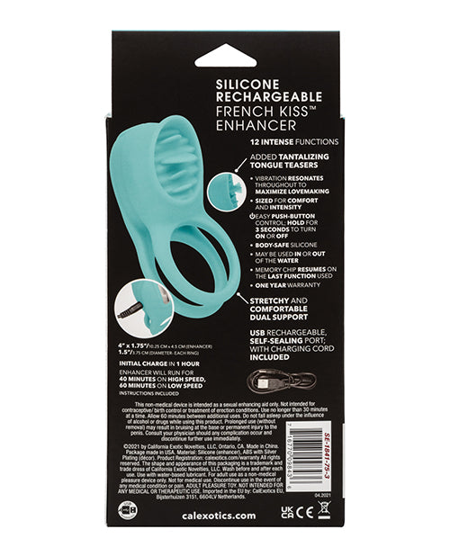 couples-enhancers-silicone-rechargeable-french-kiss-enhancer-teal image