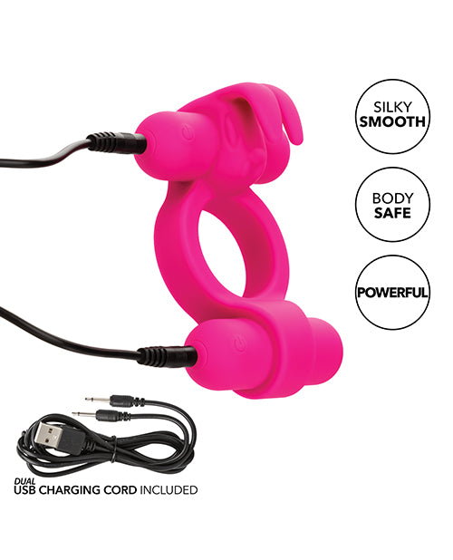 couples-enhancer-silicone-rechargeable-rockin-rabbit-enhancer-fuchsia image