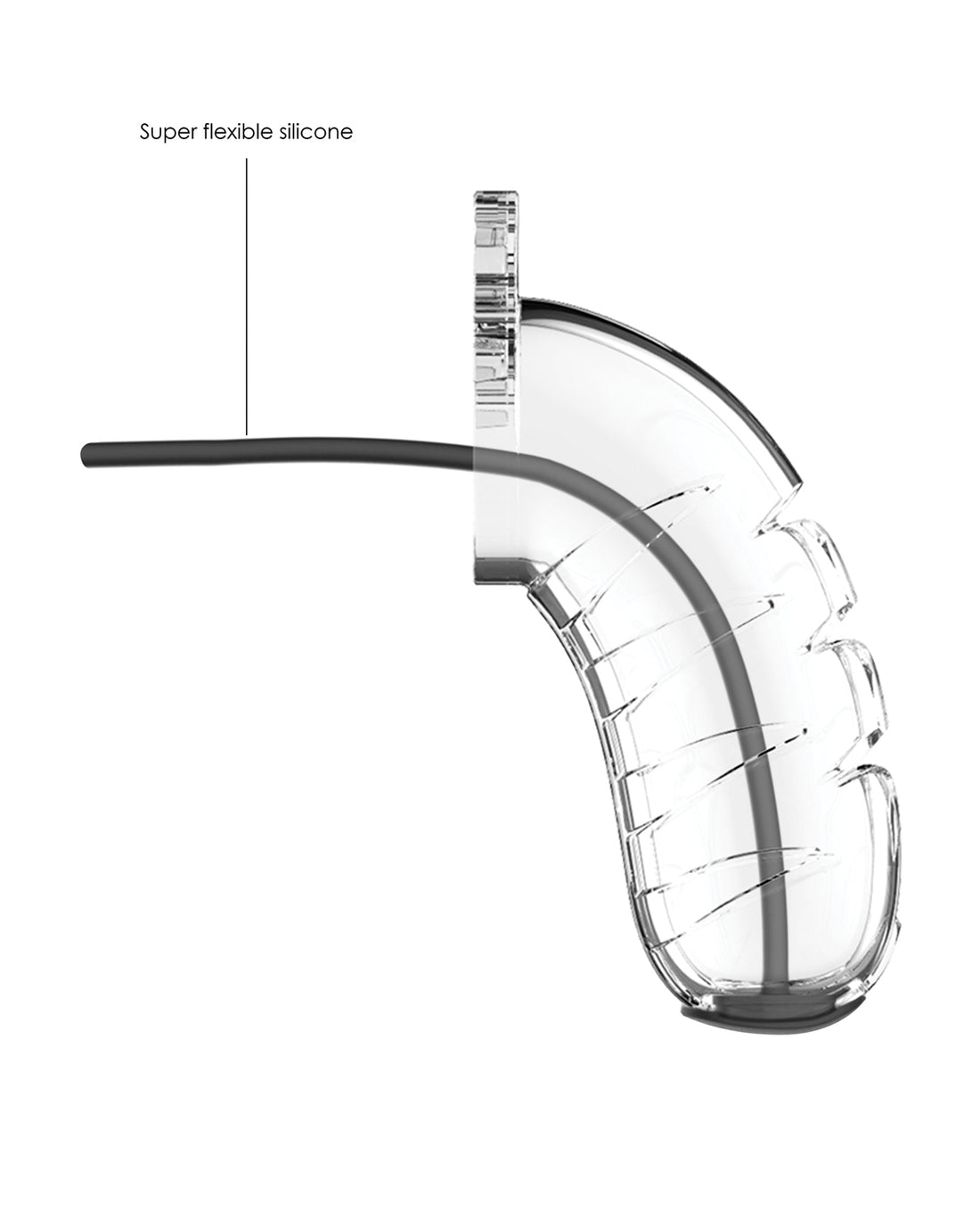 Shots Man Cage 4.5" w/Silicone Urethral Sounding - Clear