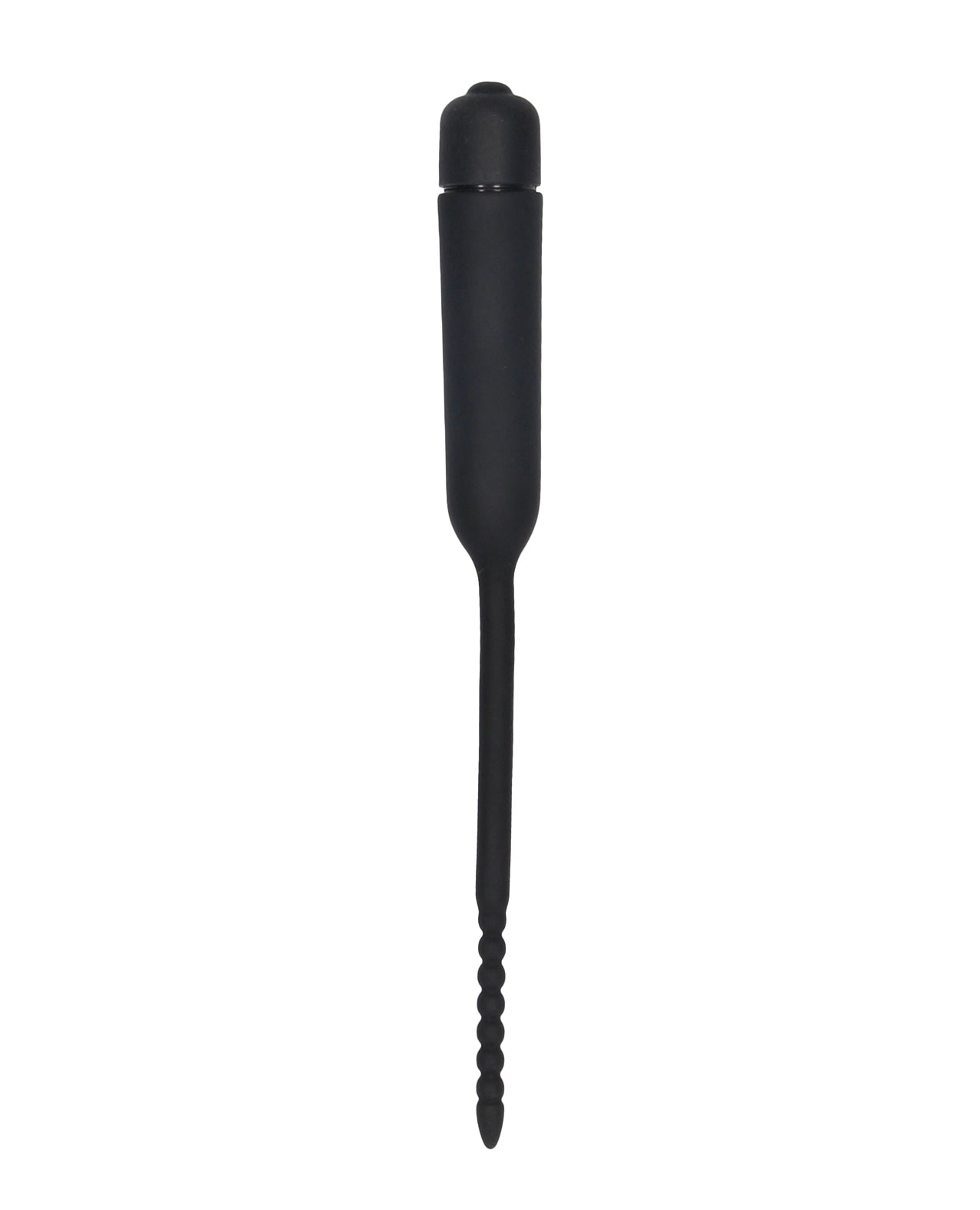 Shots Ouch Urethral Sounding Silicone Vibrating Bullet Plug w/Beaded Tip - Black