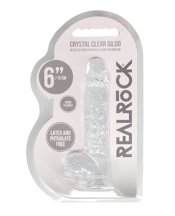 Shots RealRock Realistic Crystal Clear 6" Dildo w/Balls - Transparent Clear