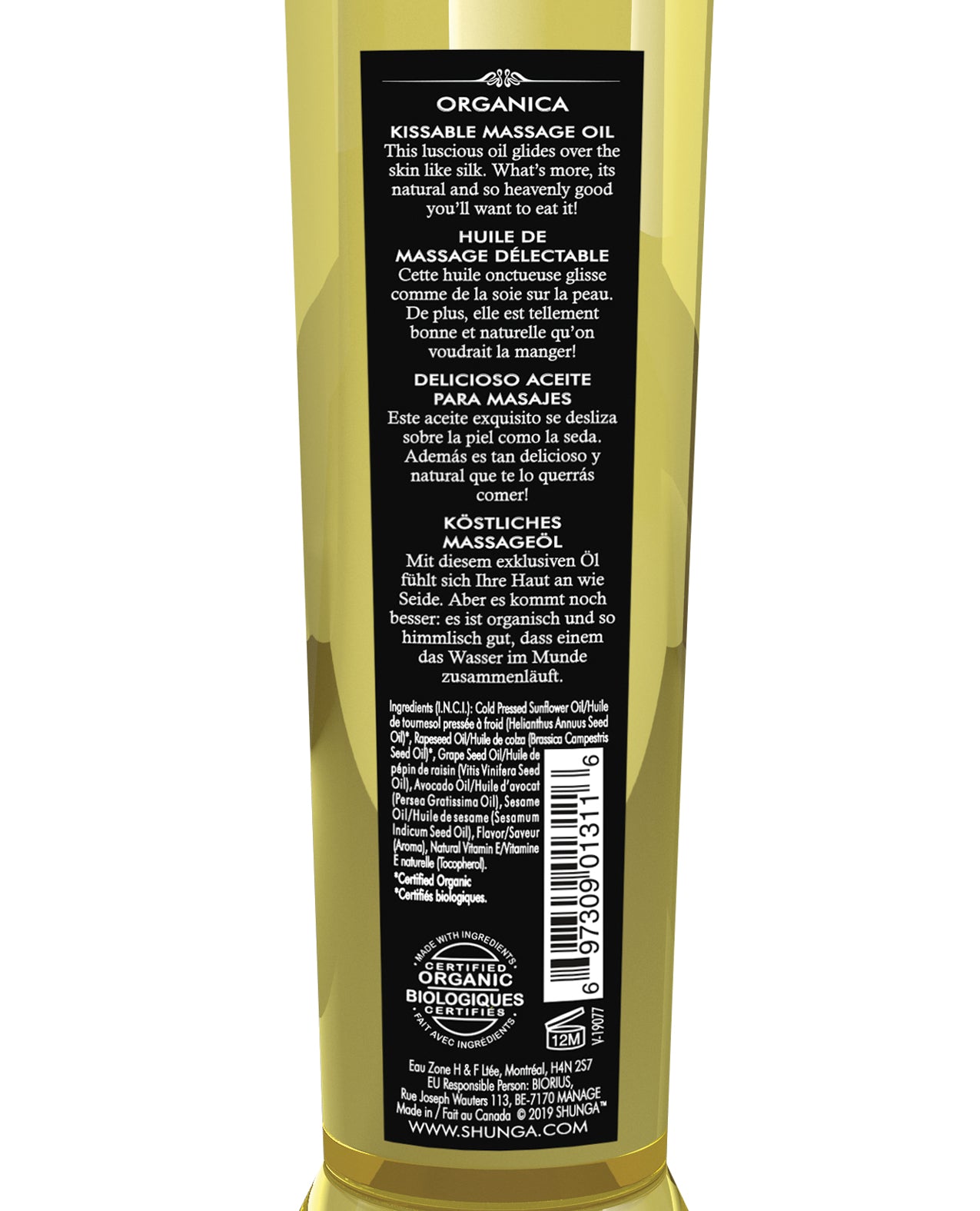 Shunga Organica Kissable Massage Oil - 8 oz Exotic Green Tea