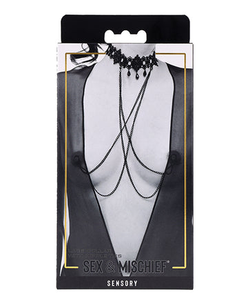 Sex & Mischief Lace Collar with Nipple Ties