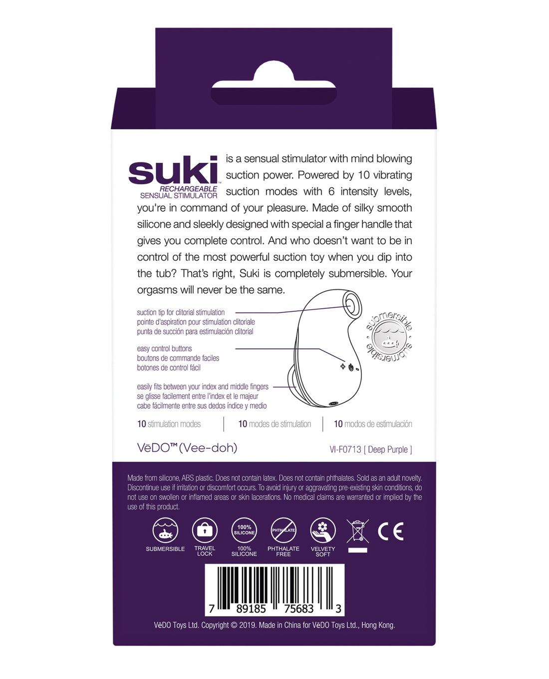 VeDO Suki Rechargeable Vibrating Sucker - Deep Purple