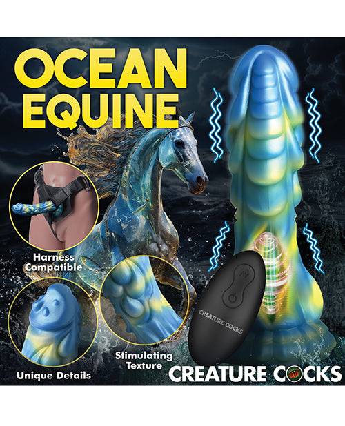 Creature Cocks Sea Stallion Vibrating Dildo w/Remote - Blue/Yellow