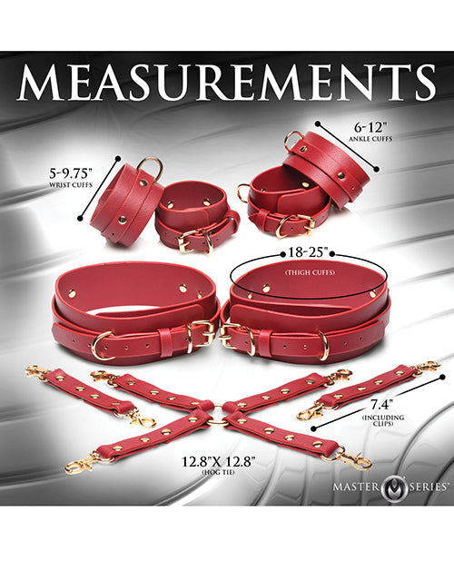 Master Series Crimson Captive Thigh, Wrist, Ankle Hog Tie Restraints - Red