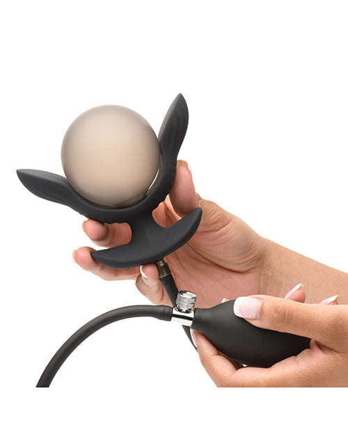 Master Series Dark Pearl Inflatable Vibrating Butt Plug w/Remote Control - Black