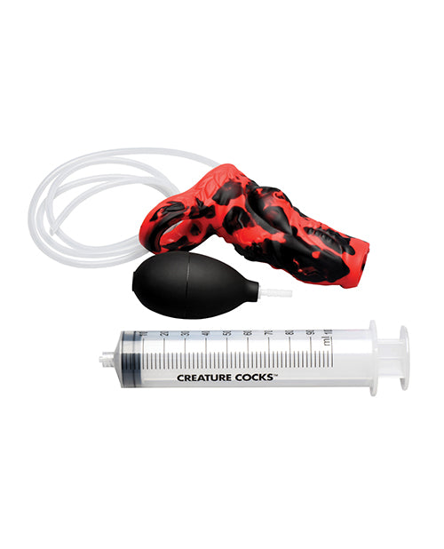 Creature Cocks Hell Hound Squirting Silicone Penis Enhancer - Red