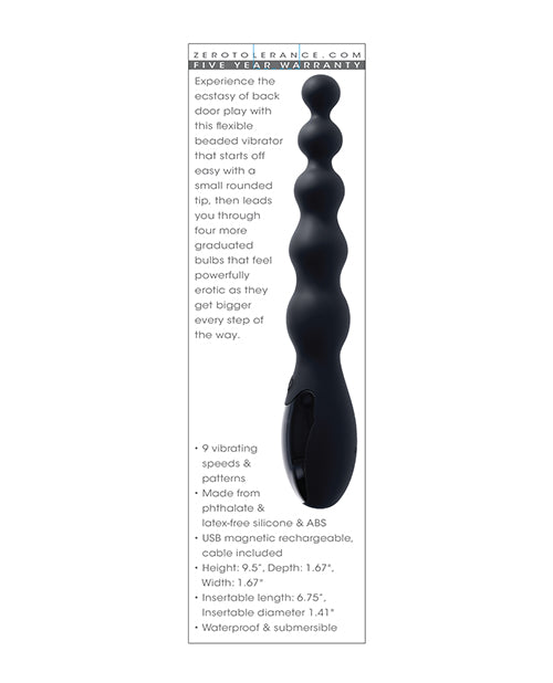 Zero Tolerance Backdoor Baton Beaded Anal Vibrator - Black